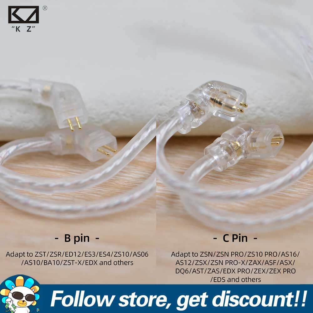 KZ High Purity Silver-plated Flat Cable Premium Performance Professional Earphone Replacement Cable 2Pin 0.75mm Gold-plated Plug HD Call Microphone Headset Cord For KZ ZSN ZST ZEX Pro ZST Pro ED12